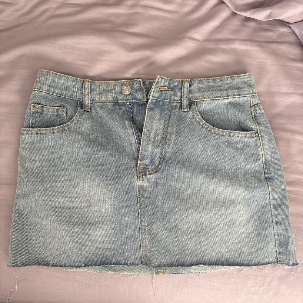 Denim cutoff skirt